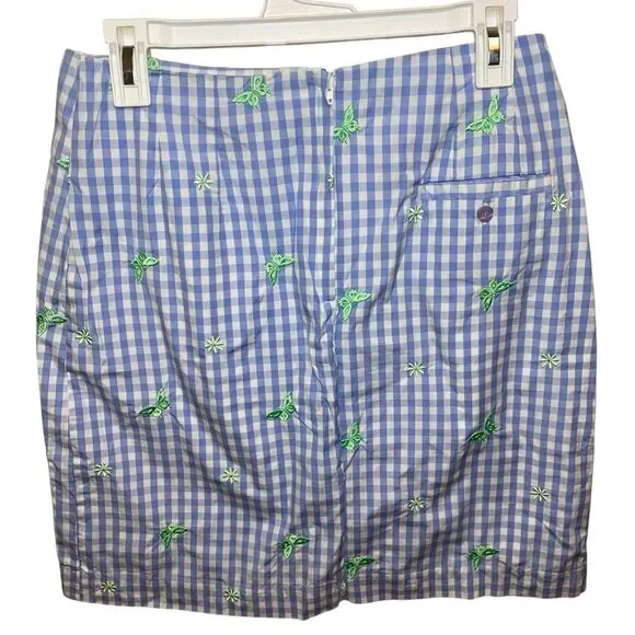 LILLY PULITZER Women's Blue Gingham Embroidered Butterfly Skirt - Picture 4 of 5